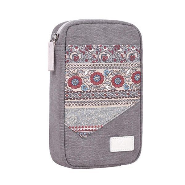 Dame Canvas Data Line Opbevaringstaske National Style Personality Clutch Tasker