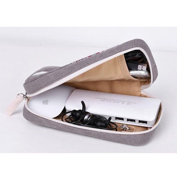 Dame Canvas Data Line Opbevaringstaske National Style Personality Clutch Tasker