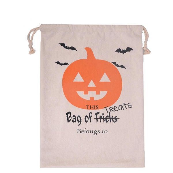 Halloween-taske Til Kvinder Canvas Party Halloween-sække Snøre-snøre Candy Gifts Bag
