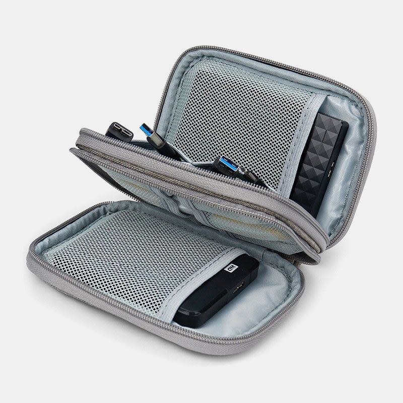 Herre Oxford Stor Kapacitet Vandtæt 2.5 Tommer Mobil Harddisk Beskyttelsesetui Bærbar Dobbelt Opbevaringstaske Power Bank Taske Clutch Tasker
