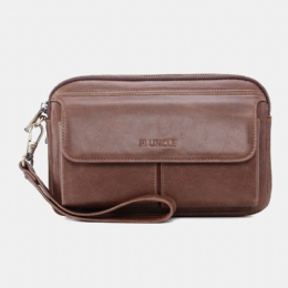 Herre Stor Kapacitet Multi-card Slot 6.5 Tommer Telefontaske Multifunktionel Ægte Læder Business Retro Clutch Tasker