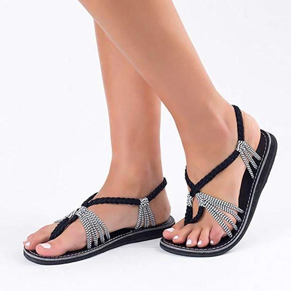 Bohemia Bandage Slip On Kvinder Flade Sandaler Sko