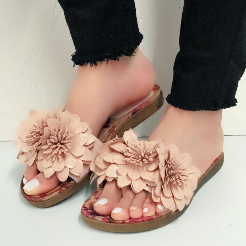 Dame Blomster Decor Åbnet Toe Comfy Slide Sandaler