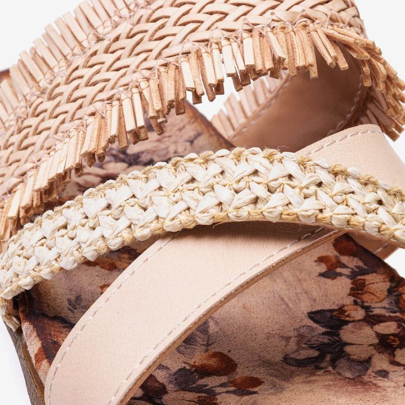 Dame Bohemian Cross Strap Weave Tassel Åben Tå Casual Beach Flat Sandaler