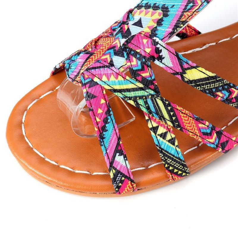 Dame Bohemian Folkways Open Toe Spænde Sommer Strand Casual Flade Sandaler