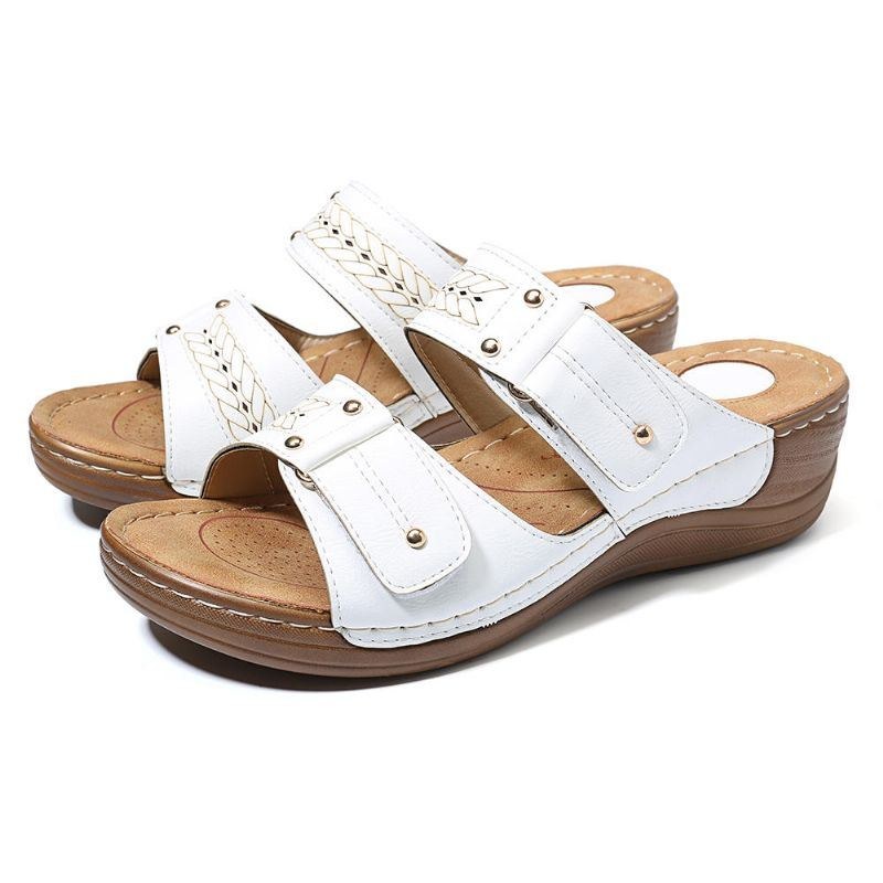 Dame Casual Comfy Slippers Hooks Loop Wedge Sandaler