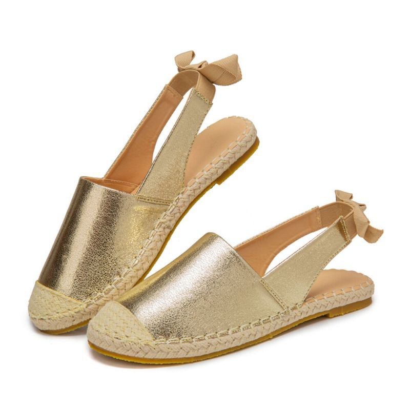 Dame Casual Lukket Tå Metallic Komfortable Espadrilles Flade Sandaler