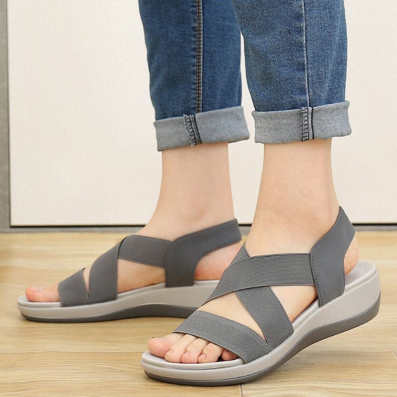 Dame Comfy Cross Elastic Strap Bløde Sportssandaler