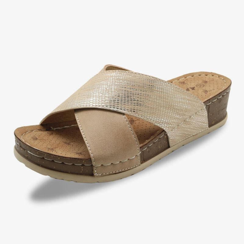 Dame Cross Splejsning Åben Tå Comfy Summer Casual Wedge Sandaler