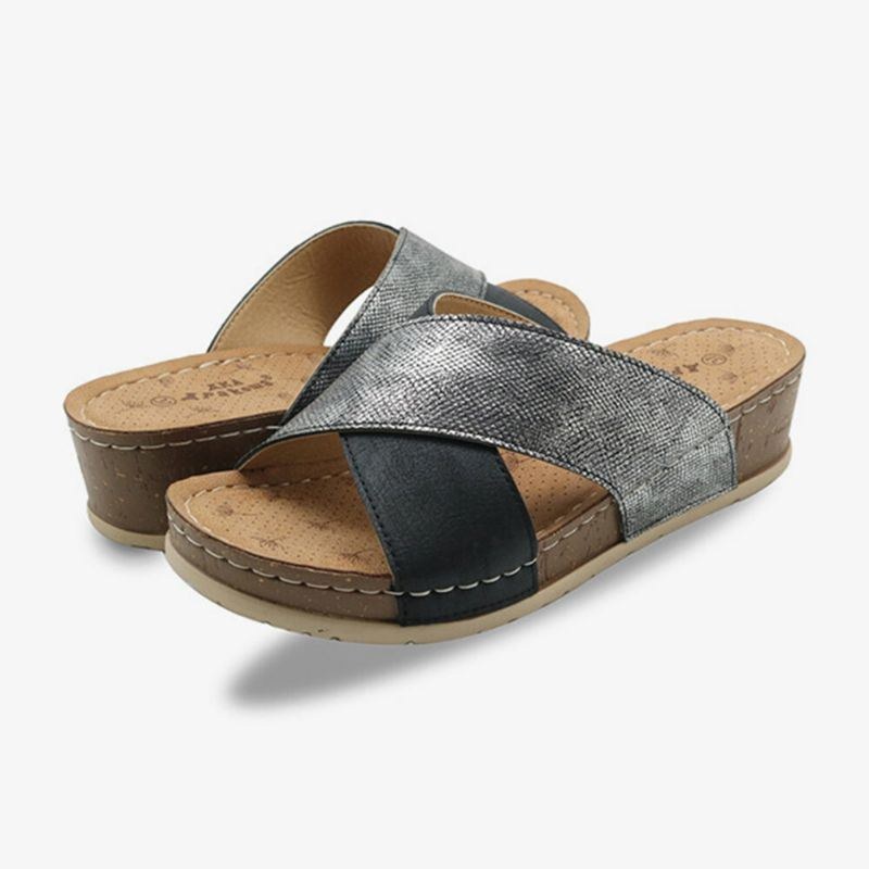 Dame Cross Splejsning Åben Tå Comfy Summer Casual Wedge Sandaler