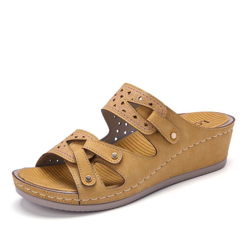 Dame Dobbeltbånd Håndlavede Hule Casual Comfy Sandaler