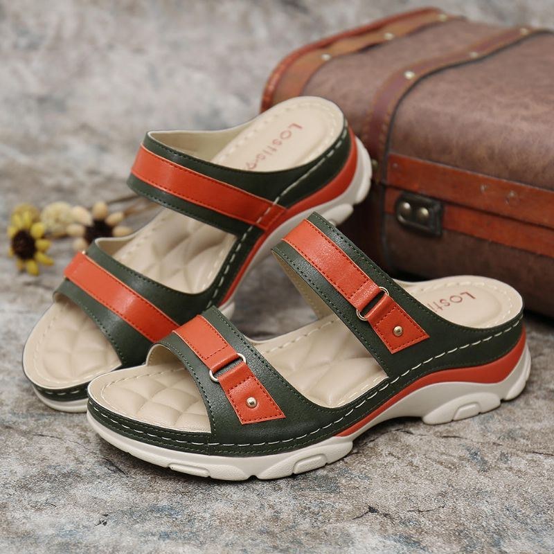 Dame Farve Splejsning Comfy Open Toe Summer Wedge Sandaler