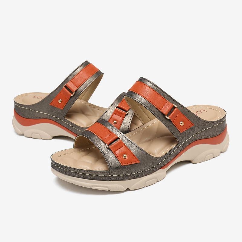 Dame Farve Splejsning Comfy Open Toe Summer Wedge Sandaler