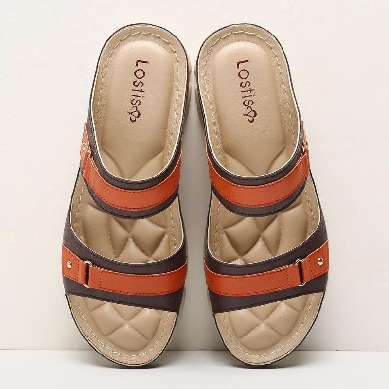 Dame Farve Splejsning Comfy Open Toe Summer Wedge Sandaler