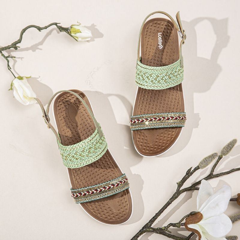 Dame Folkways Broderet Comfy Skridsikre Casual Beach Sandaler