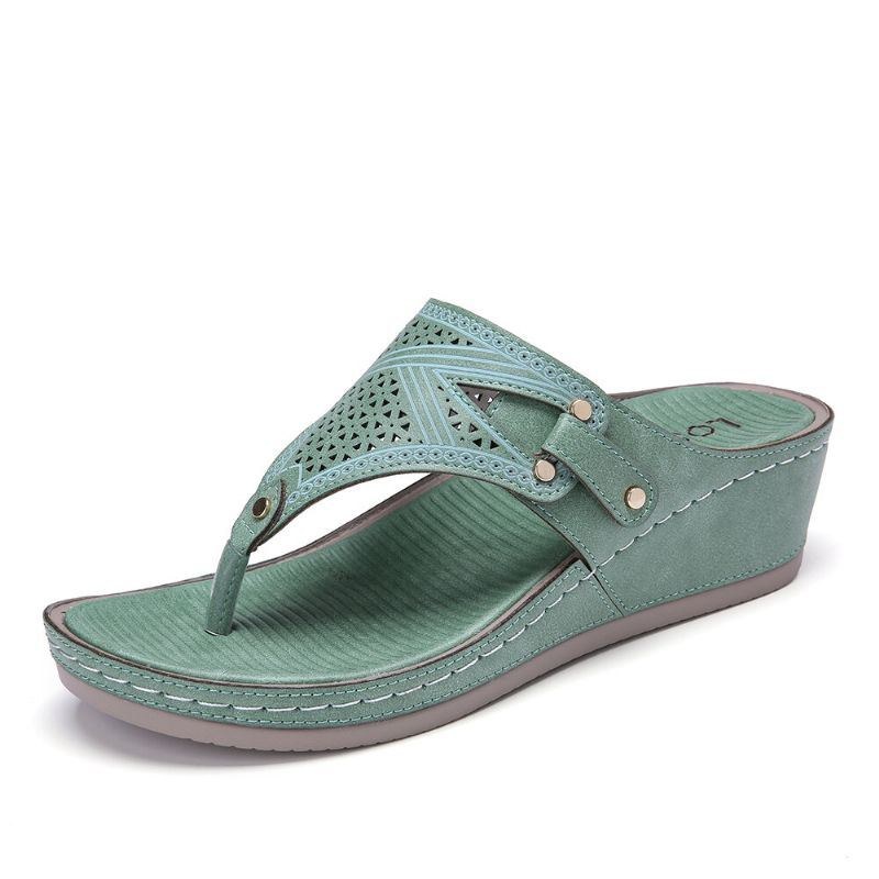 Dame Håndlavet Syning Hule Clip Toe Casual Comfy Sandaler