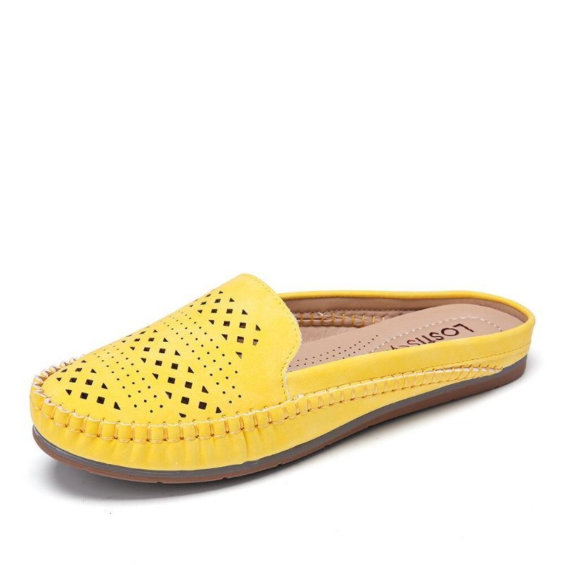 Dame Hollow Out Åndbar Casual Comfy Backless Flats Sandaler