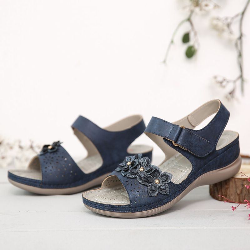 Dame Krogløkke Flower Decro Åben Tå Comfy Wedge Sandaler