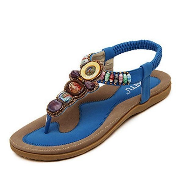 Dame Sommer Bohemian Udendørs Mode Blød Komfortabel Strand Flade Sandaler Sko