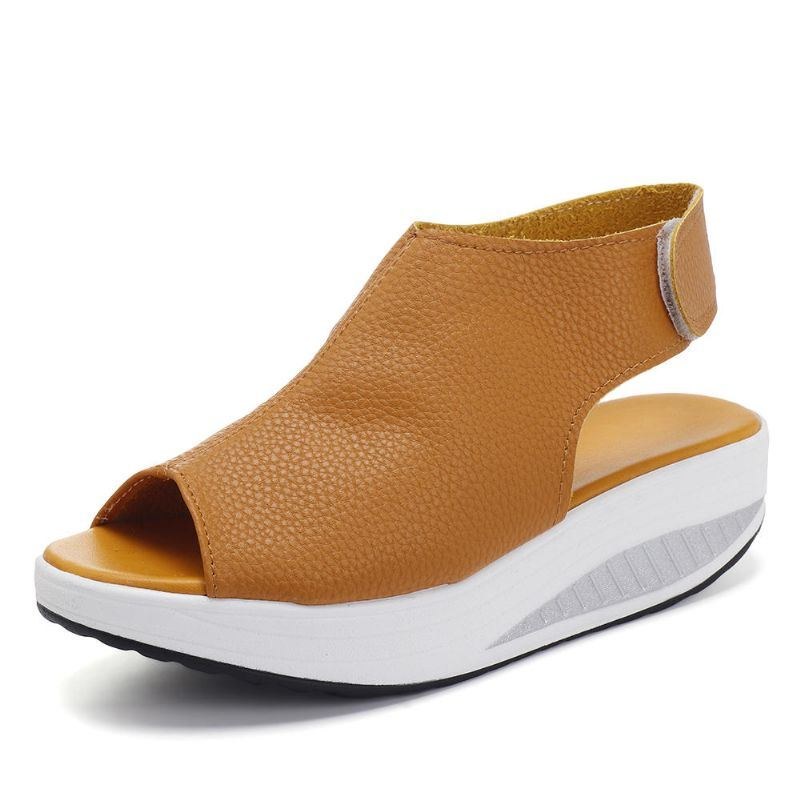 Dame Stor Størrelse Fiskemund Krogløkke Rockersål Platform Casual Sandaler