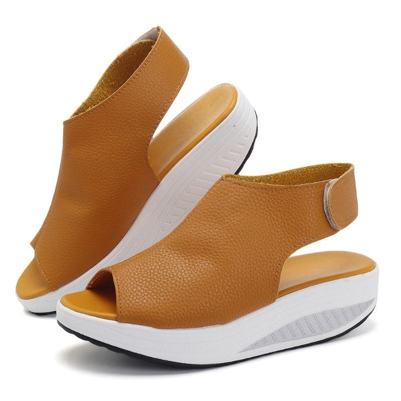 Dame Stor Størrelse Fiskemund Krogløkke Rockersål Platform Casual Sandaler