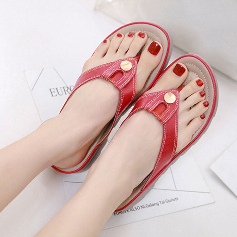 Dame Stor Størrelse Stitching Flip Flops Strand Flade Casual Sandaler