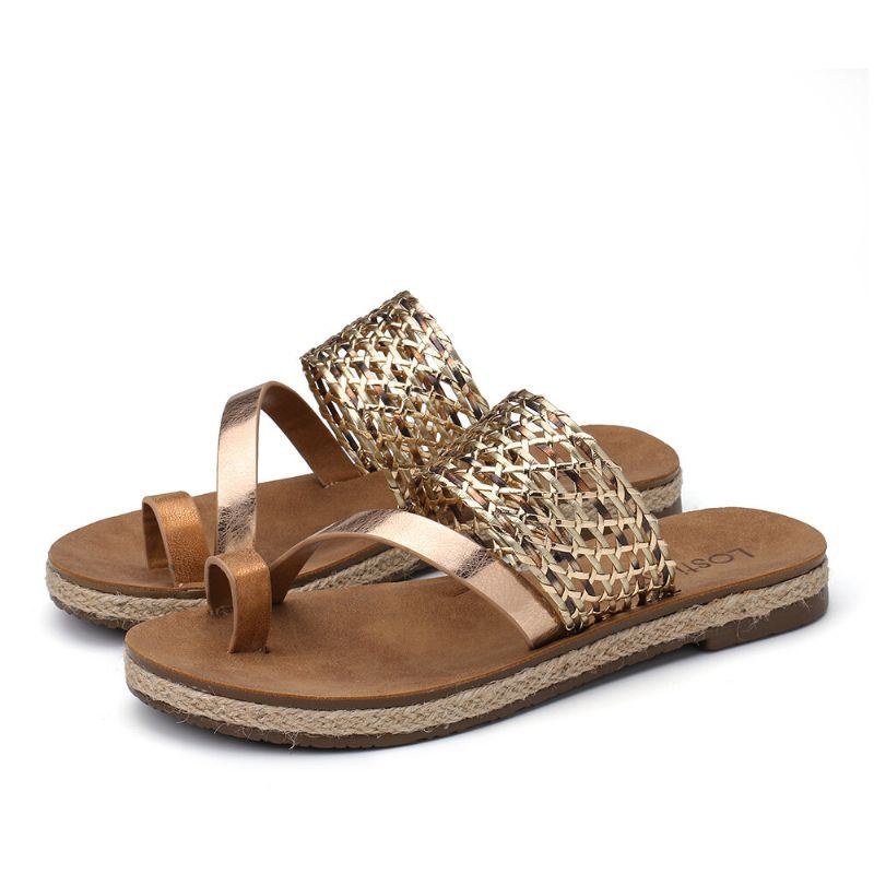 Dame Toe Ring Slip On Woven Strap Casual Sandaler