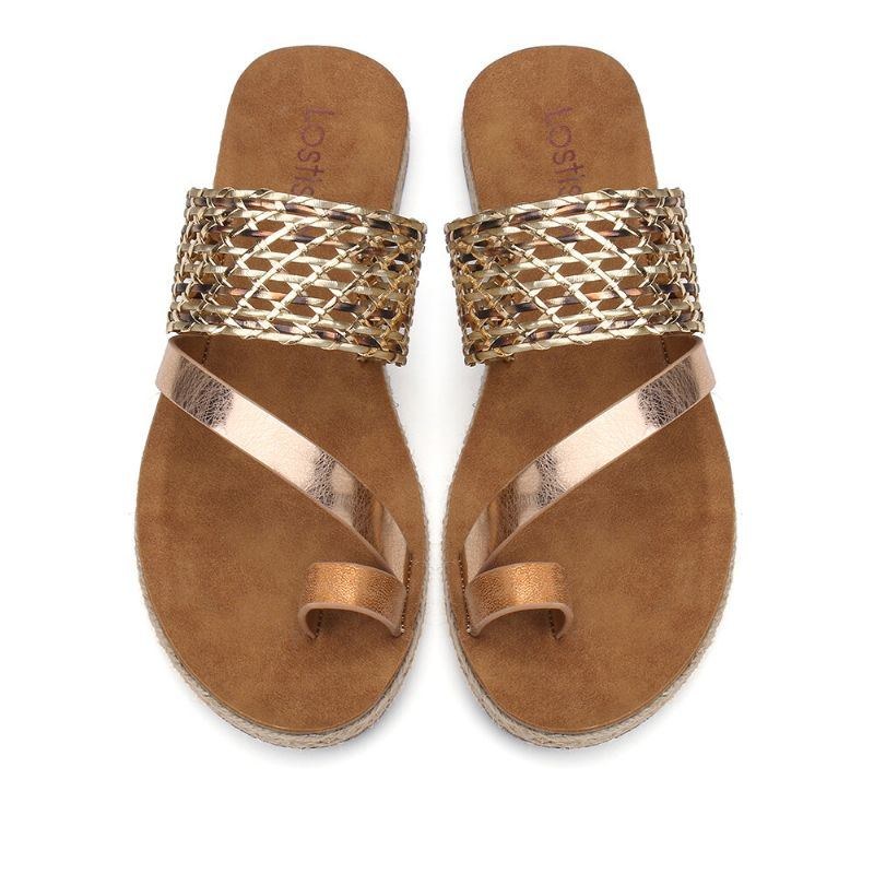 Dame Toe Ring Slip On Woven Strap Casual Sandaler