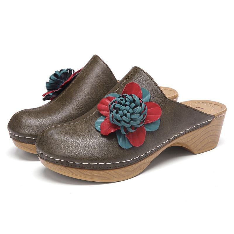 Dame Tridimensional Flower Closed Toe Backless Clogs Sandaler