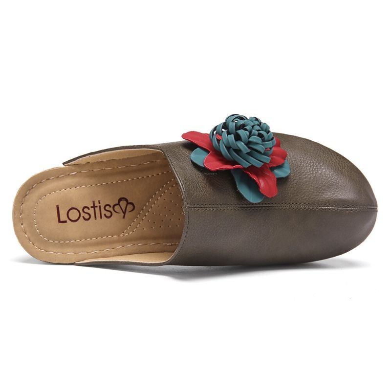 Dame Tridimensional Flower Closed Toe Backless Clogs Sandaler