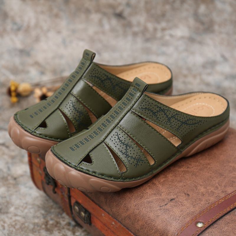 Dame Udhulet Behagelig Rund Tå Slip On Sommer Casual Sandaler