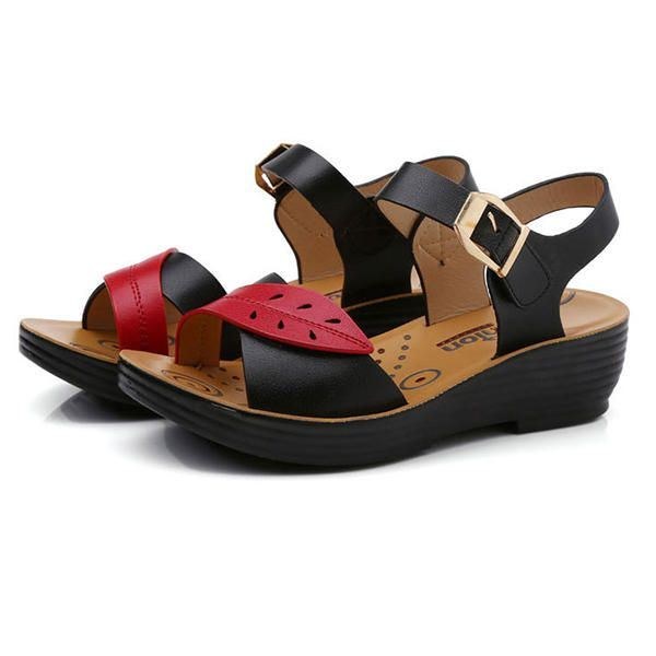 Damesko Komfortable Buckle Wedges Sandaler