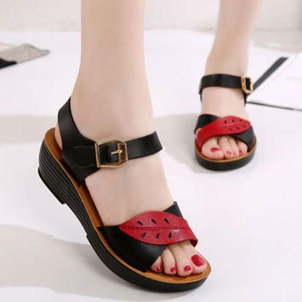 Damesko Komfortable Buckle Wedges Sandaler