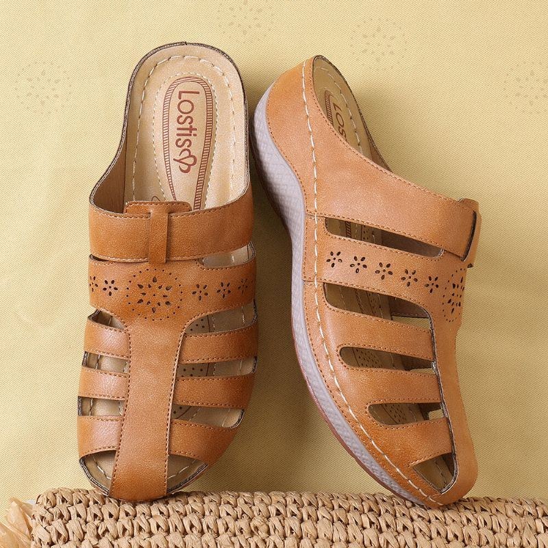 Dameudskæring Lukket Tå-slip On Rygløs Comfy Casual Wedge Sandaler
