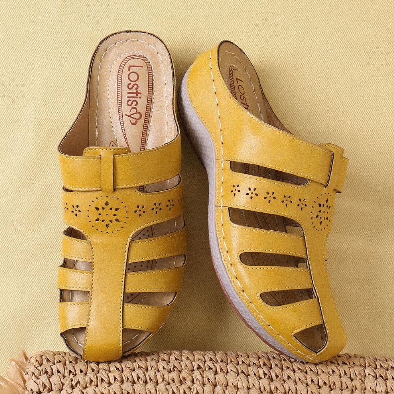 Dameudskæring Lukket Tå-slip On Rygløs Comfy Casual Wedge Sandaler