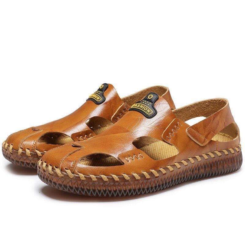 Herre Håndstrimning Lukket Tå Skridsikker Blød Sål Casual Sandaler