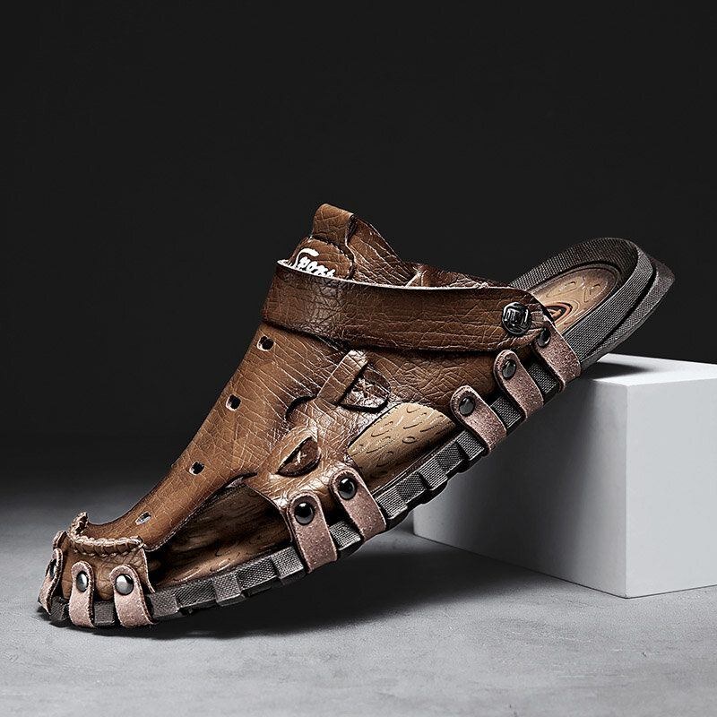 Herre Pu Sandaler To-vejs Åndbar Lukket Tå Casual Vintage Hjemmesko