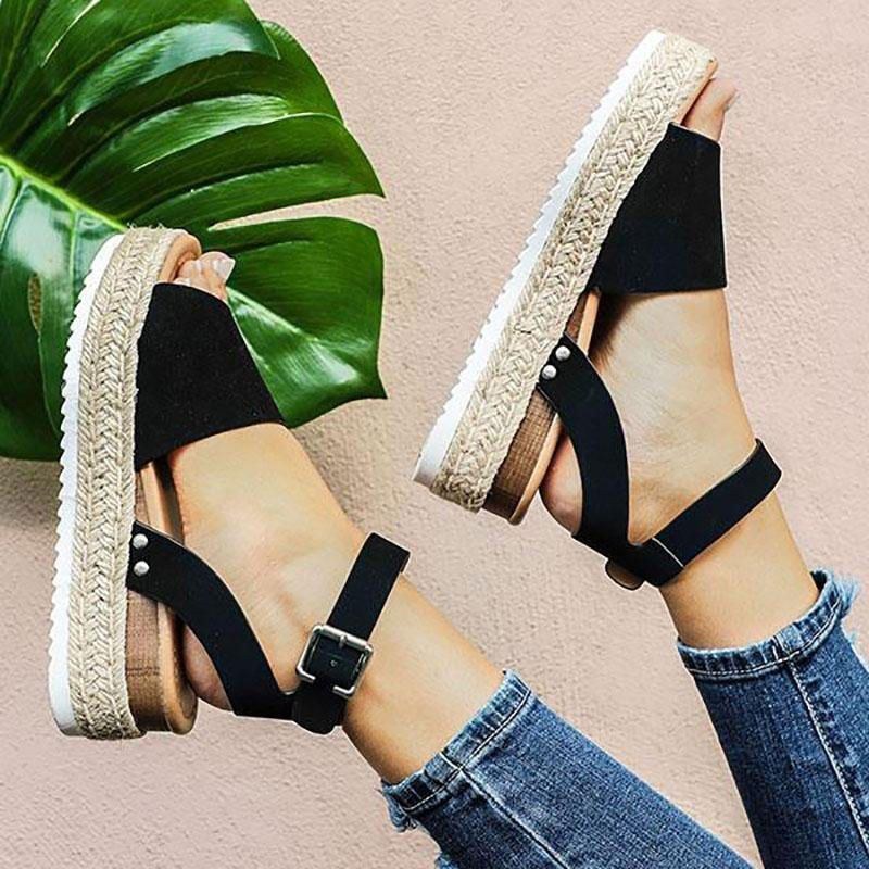 Kvinders Stor Størrelse Peep Toe Spænde Casual Platform Kilesandaler