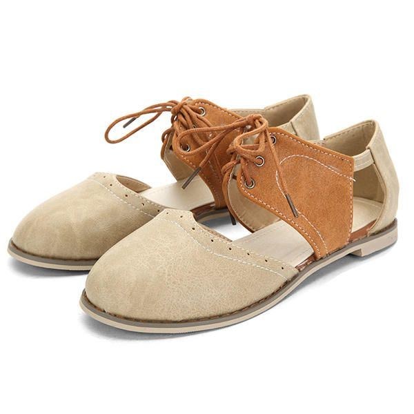 Kvinders Store Størrelser Damer Farvematch Strandsandaler Snøreflade Flade Sandaler