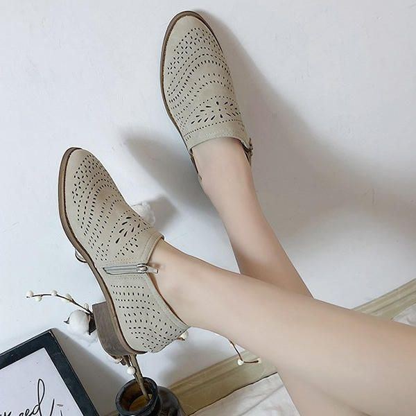 Large Størrelse Damer Åndbar Hollow Open Side Loafers