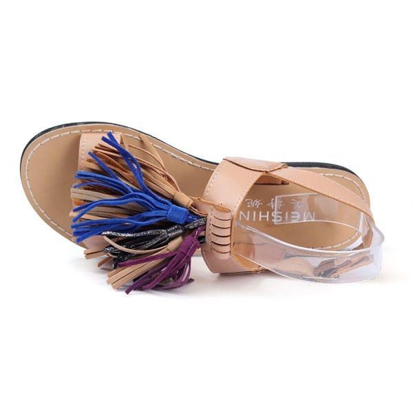 Sommer Damer Kvaster Frynser Slingback Flade Sandaler Mokkasiner Sko