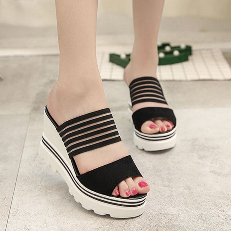 Sommer Kvinder Åben Toe Wedge Sandaler Komfortable Slipper Sko