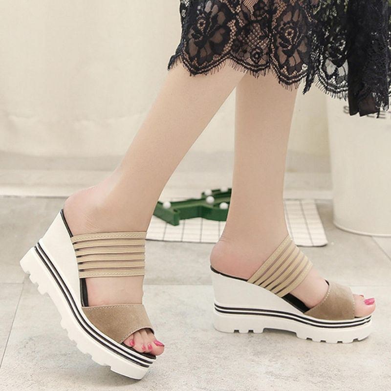 Sommer Kvinder Åben Toe Wedge Sandaler Komfortable Slipper Sko