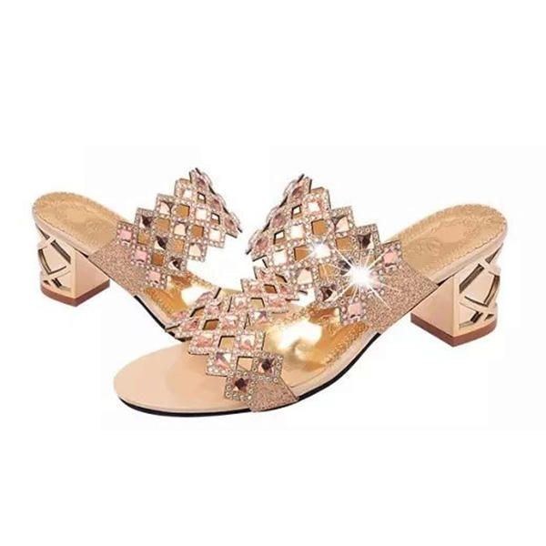 Sommer Kvinder Strandsandaler Chikke Rhinestone Sandaler Platform Sandaler