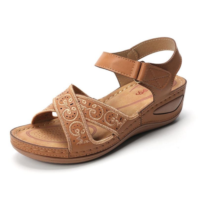 Stor Størrelse Dame Comfy Hollow Out Krogløkke Sandaler