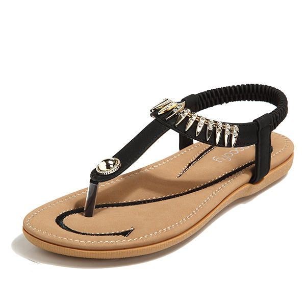 Stor Størrelse Kvinder Sommer Blød Sål Slip On Outdoor Beach Sandaler