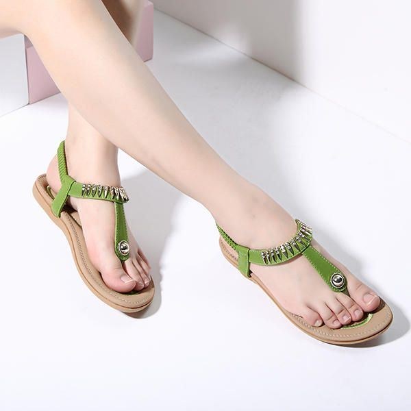 Stor Størrelse Kvinder Sommer Blød Sål Slip On Outdoor Beach Sandaler