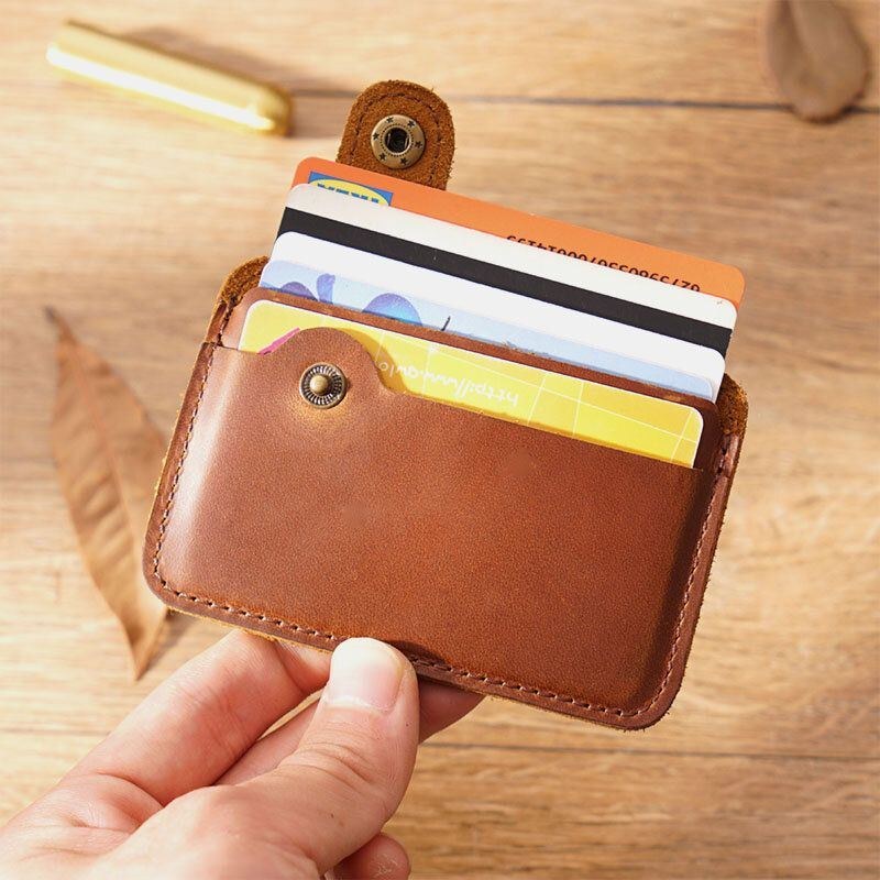 Ægte Læder For Mænd Vintage Multi-card Slots Bus Card Holder Mini Lille Tegnebog