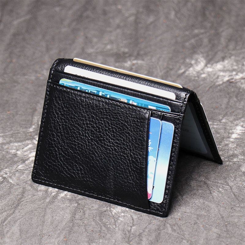Ægte Læder Koskind Multi-slot Card Case Licens Lomme Kortholder Pung