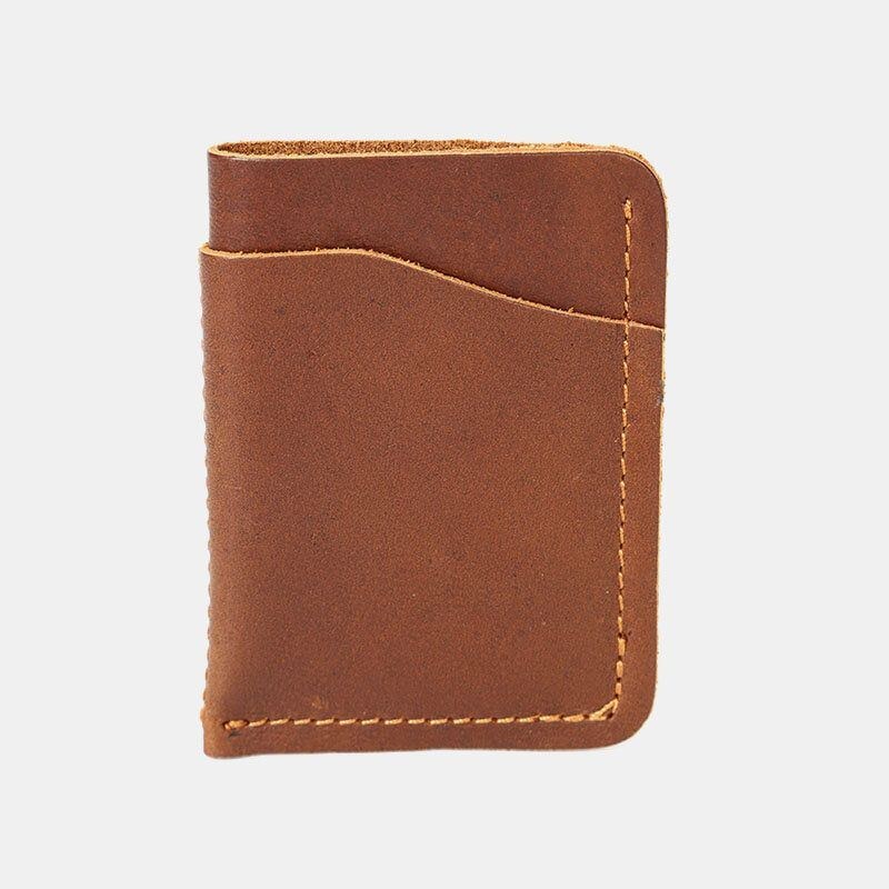 Ægte Læder Til Mænd Retro Mini Easy Carry Kort Kvitteringsholder Kort Pung